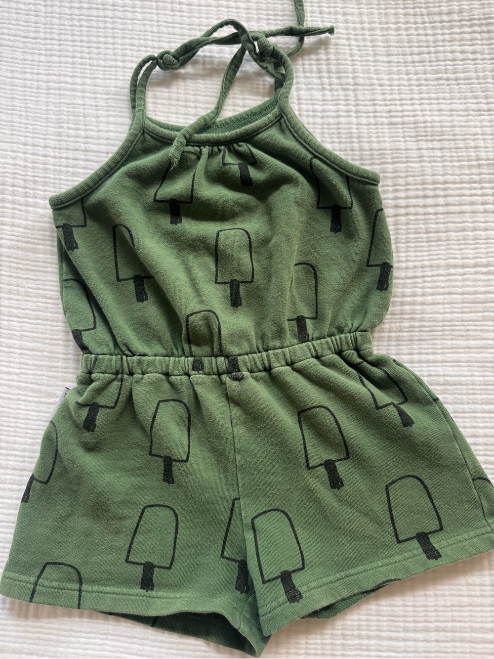 Green Tiny Tribe Romper with Popsicle Print